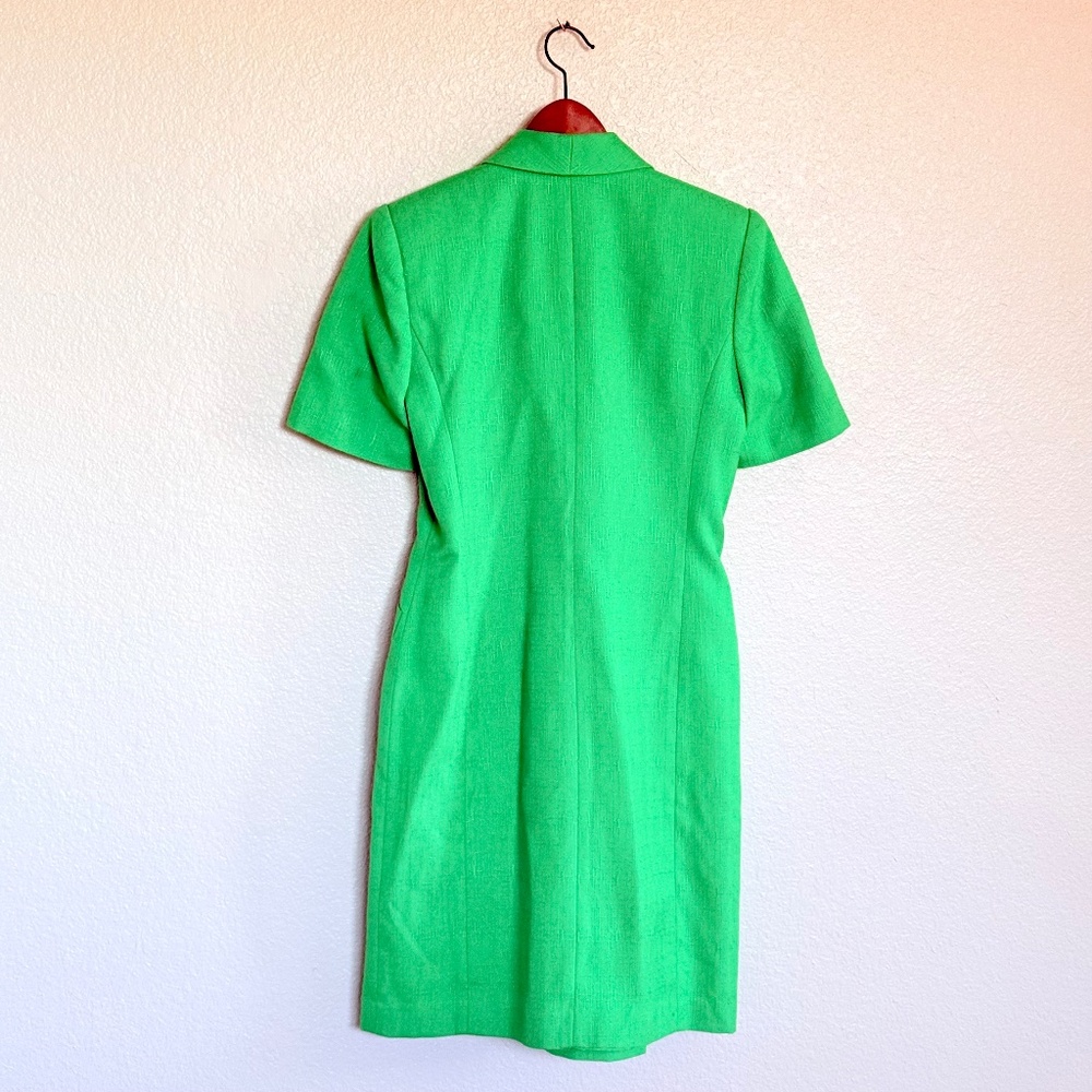 VTG 80s Kelly Green Double Breasted Blazer Power Dress Corporate Chic Kasper 4P - Picture 7 of 16